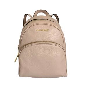 Michael Kors Pebbled Leather Backpack Taupe Beige Medium Size